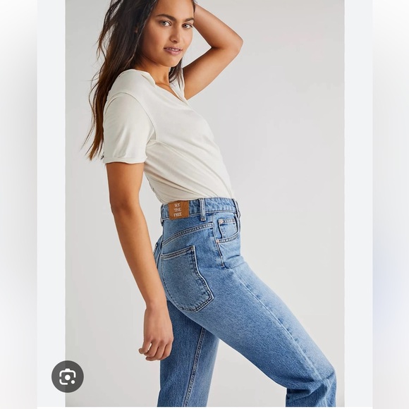 Free People We The Free The Pacifica  High Rise Straight Leg Light wash Jeans 26 - Picture 2 of 14